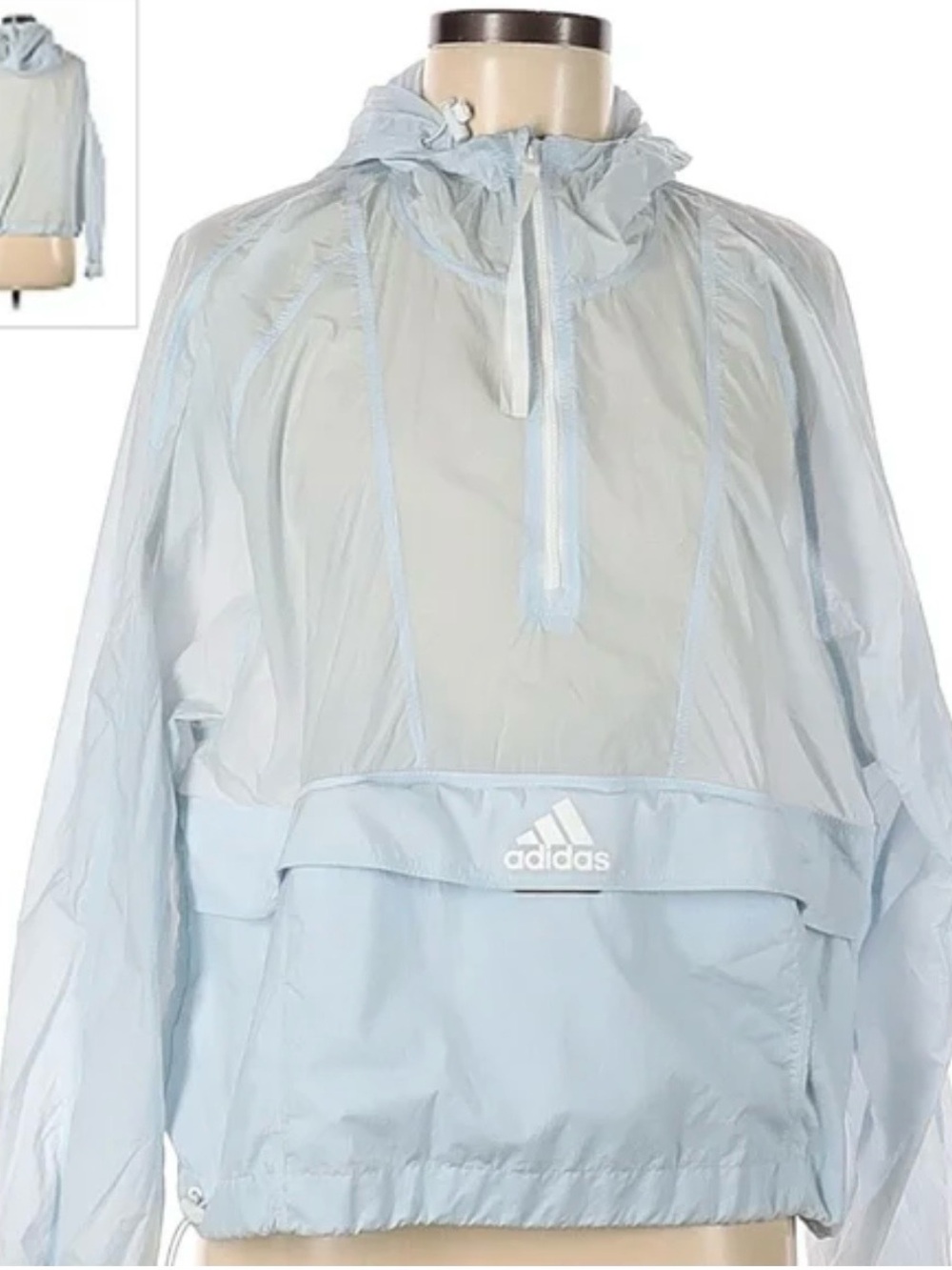 adidas Light Blue Hooded Pullover Anorak